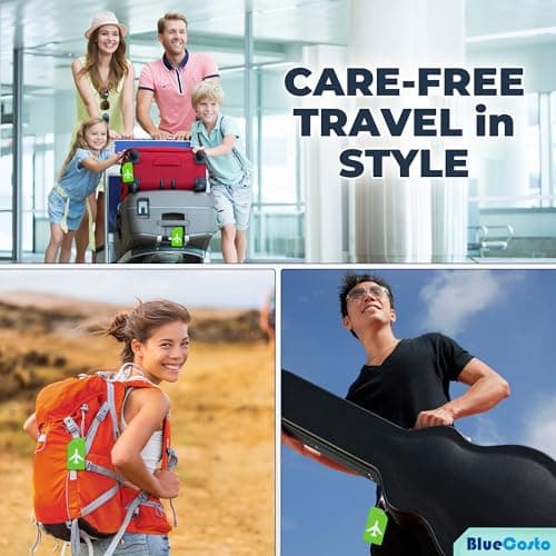 BlueCosto - Luggage Tags - Small, Green, 10 PK - Silicone Suitcase Tags with Privacy Cover & Stainless Steel Wire Loops - Personalized Baggage Identifiers for Travel - Backpack Name Labels — view 4