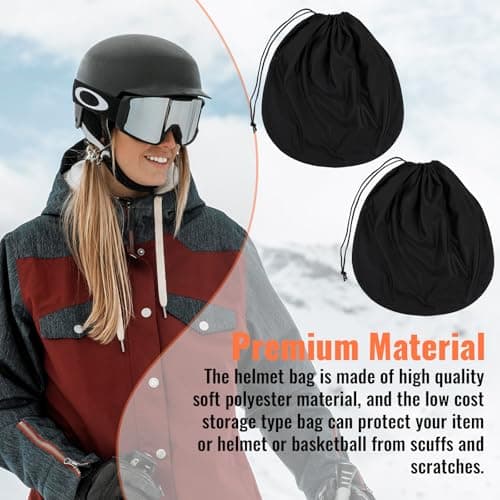 FAIRY CORA 2 Pack Motorcycle Helmet Bag, Lightweight Polyester Storage Carrying Case with Soft Lining for Sport Riding Travel (Black, 18.5 x 17 x 0.4 In) — view 5