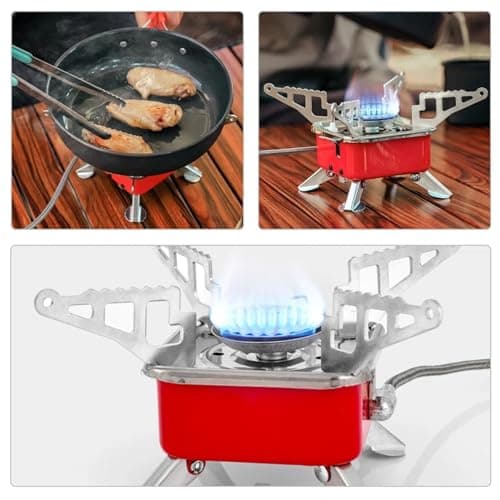 Camping Stove, Backpacking Stove, Foldable, Portable, Lightweight, Piezo Ignition, Single Burner Adjustable, Premium Mini Powerful and Stable Camp Stove for Hiking Picnic (Mini Stove + 4 Gas) — view 5
