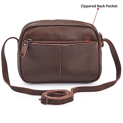 Cochoa Crossbody Sling Bag for Women Trendy Real Leather Purse Mini Soft Pebbled Crossover with Card Case (Chocolate Nappa) — view 4