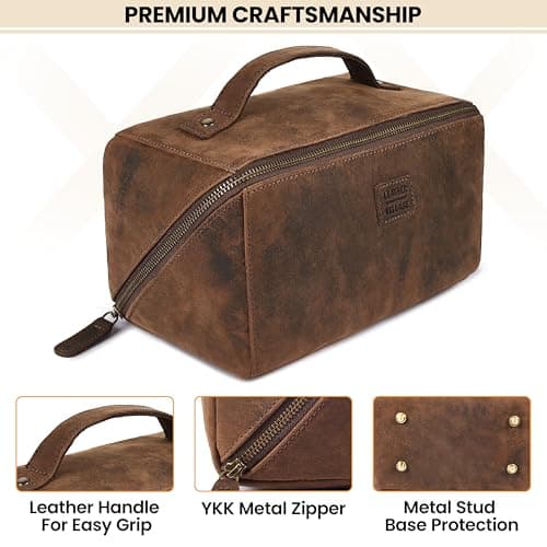 Leather Village Genuine Leather Travel Dopp Kit for Men & Women — view 3