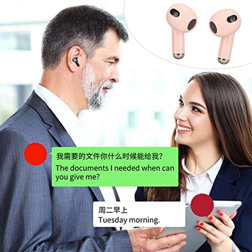 Language Translator Earbuds, Bluetooth 5.3 Two Way Translator Device with 3 Translation Modes for 144 Languages, Earbud Translator with 300mah Charging Case (Pink) — view 3