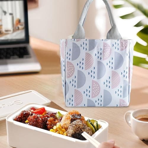 Insulated Lunch Bag Drawstring Closure Top Design Cotton Linen Reinforced — view 4