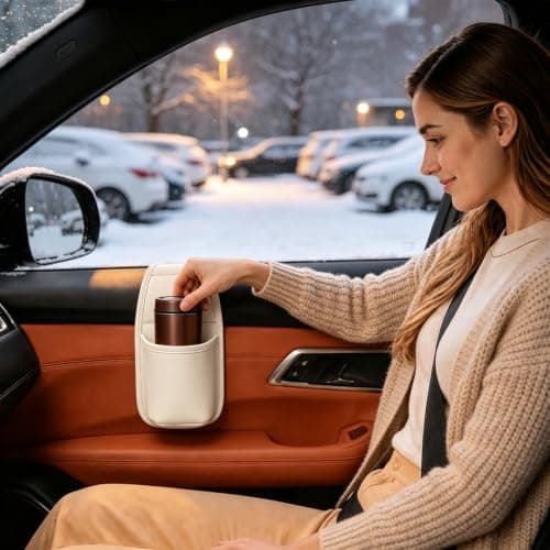 Car Door Cups Holder Window Hanging Organizer,Car Door Storage Pocket，White — view 4