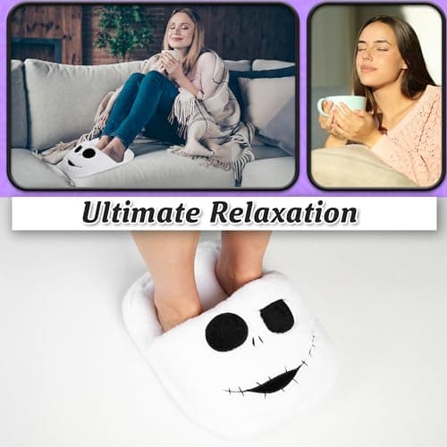 Disney The Nightmare Before Christmas Foot Warmer Women Teens UK 2-13.5, Non Electric Fleece Foot Muff Adults, Heated Slipper, Non Slip (White TNBC) — view 3