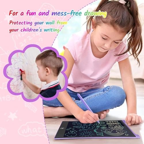 TECJOE 2 Pack LCD Writing Tablet, 10 Inch Colorful Doodle Board for Kids, Electronic Drawing Tablet Drawing Pads,Kids Travel Games Activity for Learning,Gifts for 3–6-Year-Old(Pink and Violet) — view 5