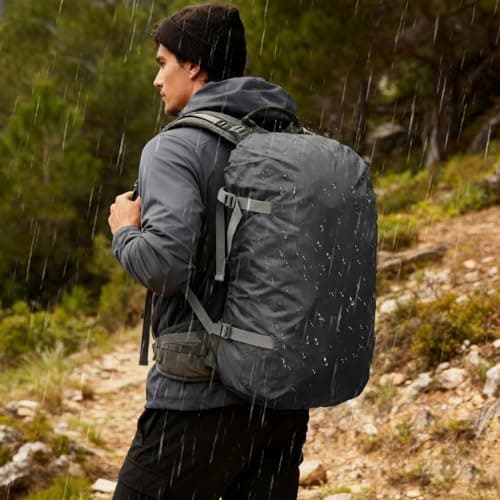 Lethra 2PCS Waterproof Backpack Rain Cover, Waterproof and Dustproof Bag Rain Cover, Rucksack Rain Cover for Outdoor Traveling, Climbing, Hiking, Camping, Black and Army Green (30-40L) — view 5