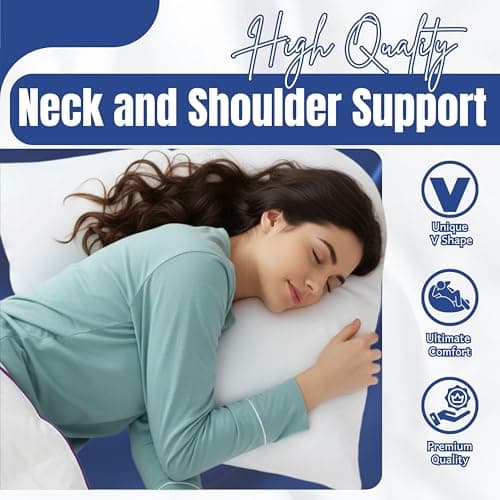 ELOVELA Orthopaedic V Pillow with Pillowcase – Super Soft & Hypoallergenic V Shape Pillow for Nursing, Maternity & Pregnancy Support – Ideal for Every Sleeping Position - Machine Washable (White) — view 2
