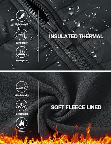 MoFiz Men's Jackets Lightweight Insulated Hybrid Down Jacket Full Zip Running Hiking Travel Outdoor Coat Black Size US XL/EU 2XL — view 5