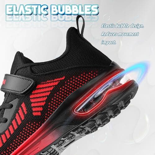 Boys Trainers Kids Running Walking Shoes Child Outdoor Sport Athletic Shoes Boys Tennis Shoes, Black Red, 1 UK — view 4