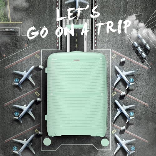FLYMAX 29" Large Suitcase 4 Wheel Lightweight Luggage Hard Shell Travel Case Hold Check in Fits 23kg - 27kg + 3 Digit Lock Suitcase Large + Telescopic Handle 100 Litre Capacity Light Green — view 6