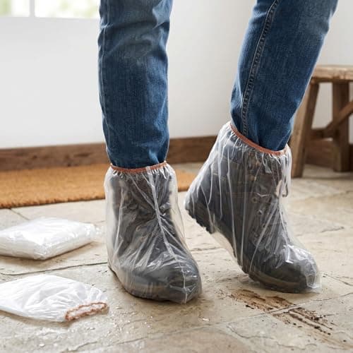 Hopzab 10PCS Waterproof Shoe Covers, Transparent Disposable Overshoes for Rainy Days, Lightweight & Comfortable Footwear Protection, 30x28cm — view 5