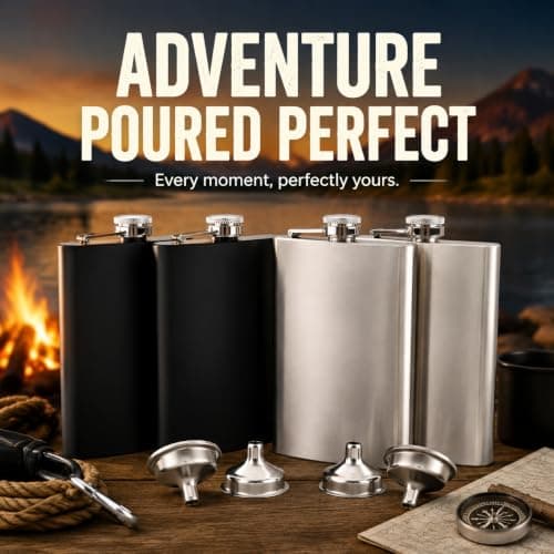 Tebery 4 Pack 8oz Hip Flask with Funnel, Stainless Steel Whiskey Flask, Leakproof, Portable Liquor Hip Flask for Men (Black & Silver) — view 6
