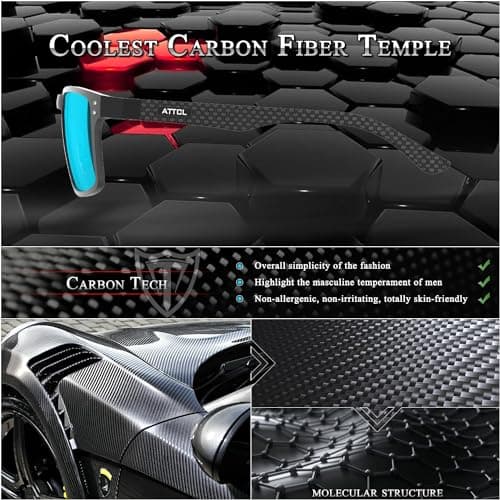 ATTCL Luxury Fibra De Carbon Polarised Sunglasses Mens for Driving UV400 — view 4