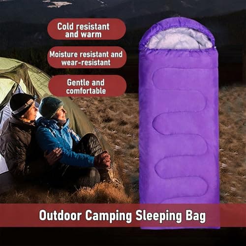 Sleeping Bags for Adults & Kids Sleeping Bag for 3-4 Season, Adult Blanket, Ultralight Carry Bag, Lightweight Compact, Soft for Outdoor Camping, Travel, Hiking (Purple Plush Comfort 0-18°C) — view 6