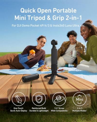 TELESIN Mini Tripod for DJI Osmo Pocket 4P/4/3 Insta360 Luna Ultra — view 2