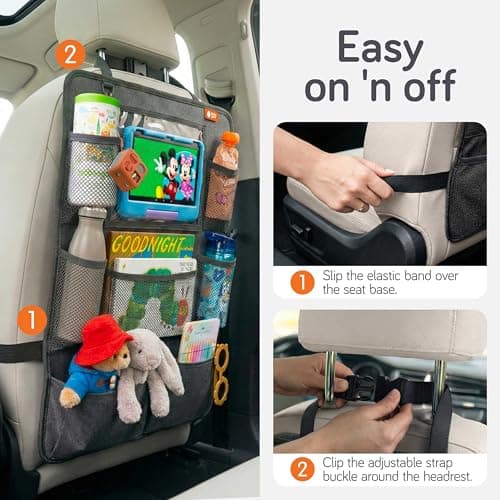 Baby Uma Car Back Seat Organiser for Kids — 2 Pack | Rear Seat Organiser with Tablet Holder & Multiple Pockets | Kids Car Seat Organiser | Car Travel Accessories | Backseat Car Organizer for Children — view 6