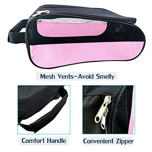 Getfitsoo Golf Shoe Bag, Golf Shoes Bags Men/Women Outdoor Zippered Carrier Bags with Ventilation Sport Shoes Bag Travel Shoe Bags, Light Pink, Common — view 2