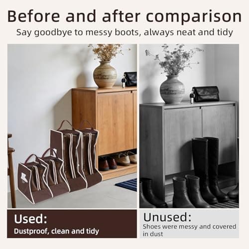 4pcs Boot Storage Bags, Brown Tall & Short Boots Protector Bags with Handles & Transparent Window Dust Proof Waterproof Boot Travel Bag for Travel Home Storage — view 3