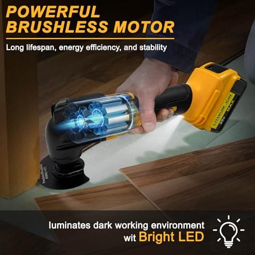 Cordless Oscillating Multitool for DeWalt 18V Battery, Cordless Multi Tools with 6 Variable Speed, 4°Oscillation Angle, 23PCS Oscillating Tool for Scraping Cutting Sanding [Tool Only] — view 3