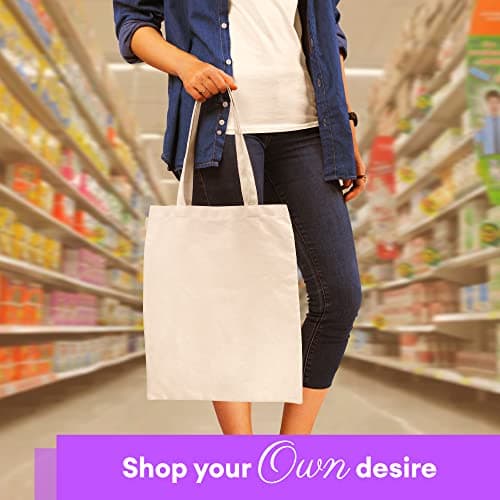 Top Urban Tote Bag Plain Natural Cotton Bag Ideal for Shopping Printing and Decoration Lightweight Reusable Canvas Fabric Bags for DIY, Advertising, Promotion, Gifts (Natural cotton, Pack of 3) — view 4