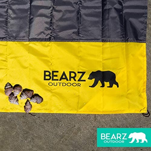 BEARZ Outdoor Travel Blanket - Pocket Sized Beach Mat, Waterproof Picnic Mat, Sandproof - Camping Gadgets & Festival Hiking Accessories (Yellow) — view 4