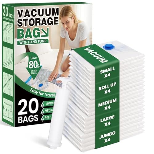 FUNFERY 20Pack Vacuum Storage Bags for Clothing,Travel,Comforters,Blankets