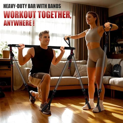 HPYGN Pilates Bar Kit with Resistance Bands, Heavy Multifunctional 270lbs Pilates Equipment for Strength Training, Abs, Back, Arms, Portable Home Gym & Travel Fitness Gear, Exercise Bands for Men — view 6