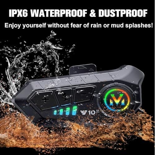 Motorcycle Intercom Helmet Bluetooth 5.3 Headset With Mic IPX6 Waterproof — view 6
