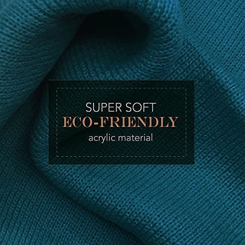 TOSKATOK Unisex Ladies Soft Feel Turn up or Slouch Knit Beanie Hat Warm Winter Woolly Hat-Teal — view 3