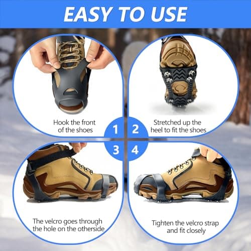 SYNYOUR Crampons, Ice Grips for Shoes and Boots, Silicone Stainless Steel Ice Cleats for Winter Hiking Walking Climbing Ice Fishing, Grippers Shoe Spikes Grips Traction, Unisex Snow Grips, XL — view 5