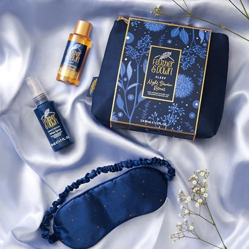 Feather and Down Night Garden Retreat Mothers Day Gift Set - Lavender and Chamomile Bubble Bath and Pillow Spray Bath Set with Eye Mask and Luxury Travel Pouch - Relaxing Gifts for Women. — view 6