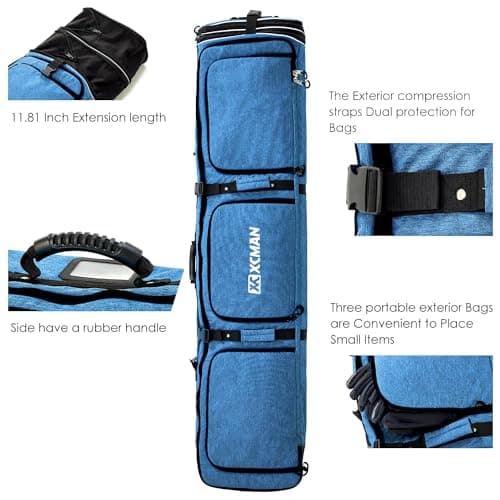XCMAN Padded Snowboard Bag with Wheels,Adjustable Length 63-75In,Padded Bag for Air Traveling,Loading Capacity 100L… (Navy Blue) — view 3
