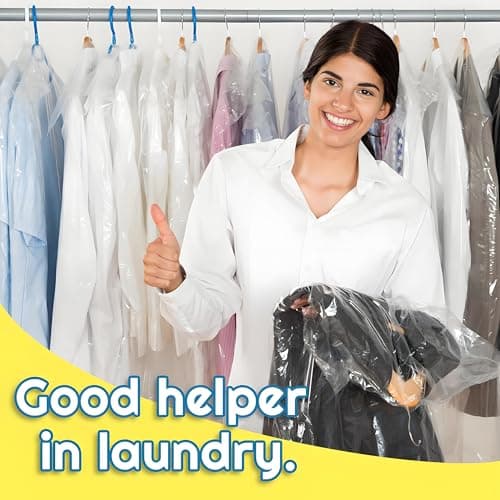Plastic Clothes Covers, Clear Clothes Bags Hanging,Dress Bag,Garment Bags,Dust-proof Garment Protector Covers for Clothes Shirt Suit Jacket Suit Sweater (10pcs-60 * 150cm) — view 6