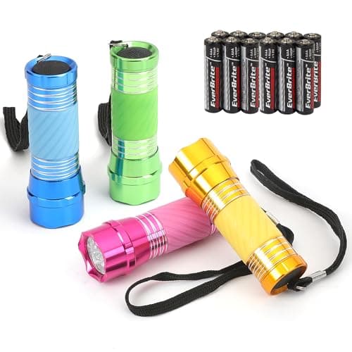 EverBrite 4-Pack Mini LED Torches with Batteries, Pocket Flashlight Set