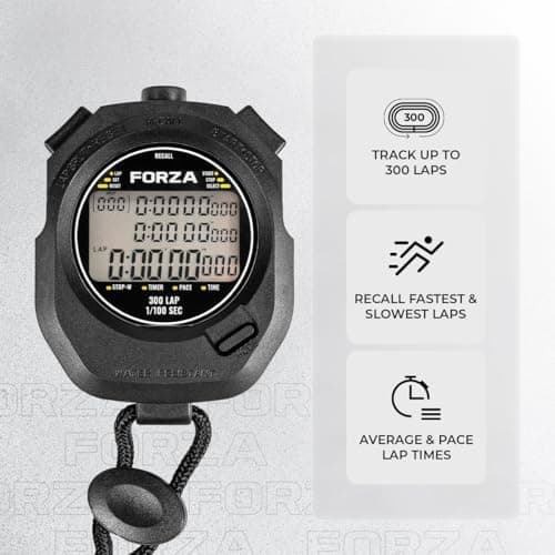 FORZA Stopwatch 300 | Professional Grade Stopwatch with 300-Lap Memory & Water-Resistant Casing - Battery & Lanyard Included (Pack of 1) — view 3