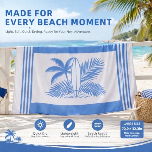 HPLSZCN Beach Towel, 180 x 82 cm Extra Large Beach Towels for Adults — view 5