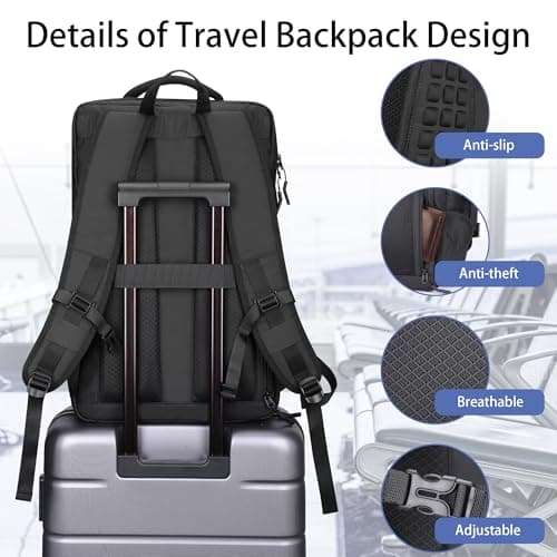 HOMIEE Travel Backpack Mens,17.3 Inch Laptop Bag Womens,40L TSA Friendly Flight Approved Carry on Luggage with Shoes Compartment,Large Business Rucksack with USB Port for Work School Weekend Black — view 6