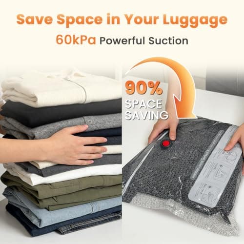 15 Vacuum Storage Bags for Travel and Clothes with Rechargeable Pump 60KPa — view 2