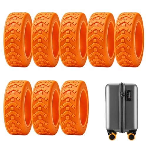 UMEGMBX 8 Pcs Luggage Wheel Protectors 5.5cm, Orange Silicone Suitcase Wheel Covers Anti Scratch Wear Resistant for Travel Luggage Accessories, Noise Reducing Wheel Protector for Suitcase Wheels
