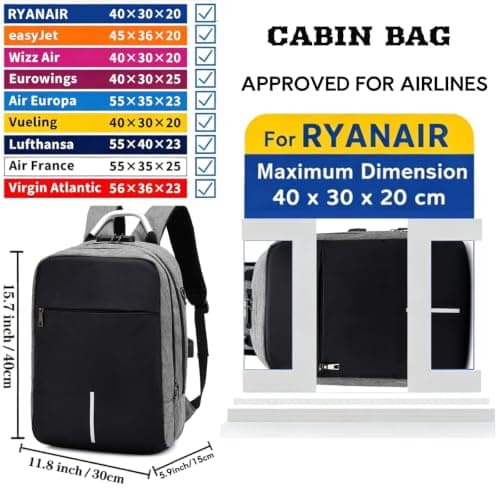 Anti-theft Cabin Bag with Combination Lock, Ryanair Cabin Bags 40x30x15 — view 2