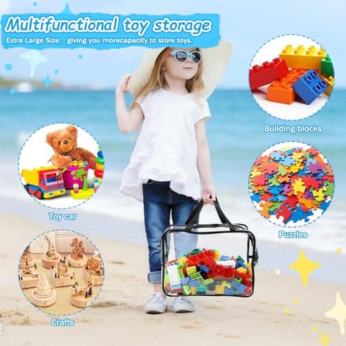 4-Piece Clear Toy Storage Bag Set, Black Frame Handles,Toy Storage Bags — view 6