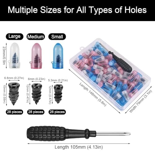 Mzbnfa 85PCS Tyre Repair Kit with Rubber Nails & Screwdriver, Car Tyre Puncture Repair Kit with 3 Sizes Screws, Emergency Puncture Fix Set for Auto Car Motorcycle — view 2
