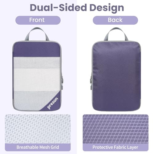 Prezon Versatile 6-Set Compression Hollow Packing Cubes, Full Open Visible Design, Space-Saving and Lightweight, Customized Cationic Material, Portable and Durable Luggage Organizer, Indigo — view 2