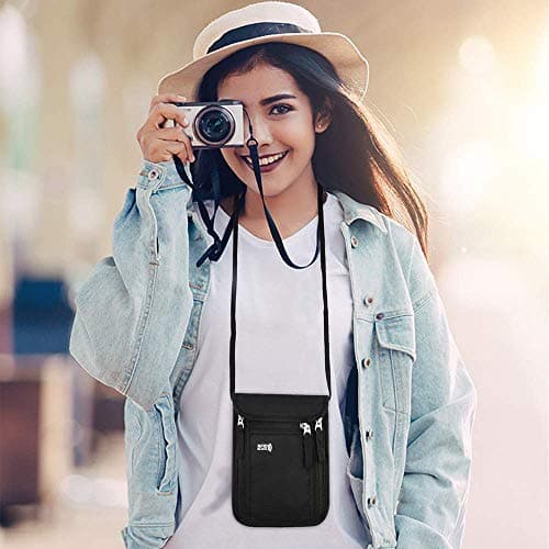 KEAFOLS Travel Wallet Passport Holder for Women abd Men. RFID Blocking Passport Wallet Travel Wallet Organiser (Black) — view 4