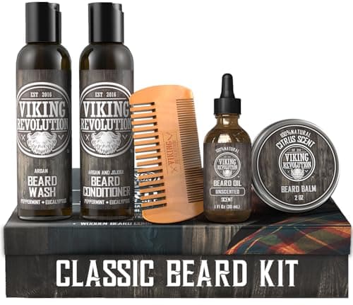 VIKING REVOLUTION - Beard Conditioner Kit - Beard Grooming Kit For Men - Softens, Smoothes & Soothes - With Beard Wash & Conditioner, Beard Oil, Beard Balm and Beard Comb — view 2