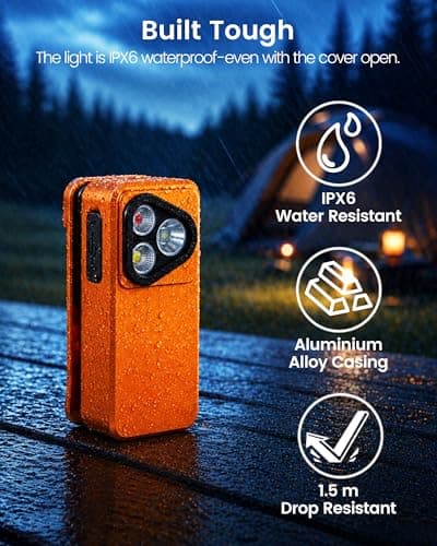 Coanto Rechargeable EDC Torch, 350 lm Magnetic Clip Light, Orange — view 5