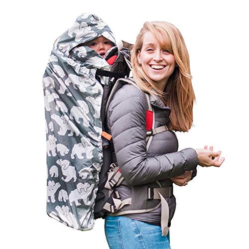 BundleBean - Babywearing Lightweight Raincover (Sage-Grey Polar Bear) - Waterproof & Windproof Baby Carrier, Includes Storage Bag, Silky-Soft Waterproof Fabric, Universal Fit, New Born to 4 Years Old