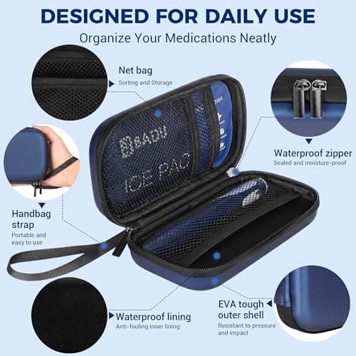 HIMDUZE Insulin Cooler Travel Case TSA Approved Small Refrigerated Medicine Cooler for Travel Diabetic Travel Case Bag w/2 Reusable Ice Pack. — view 5