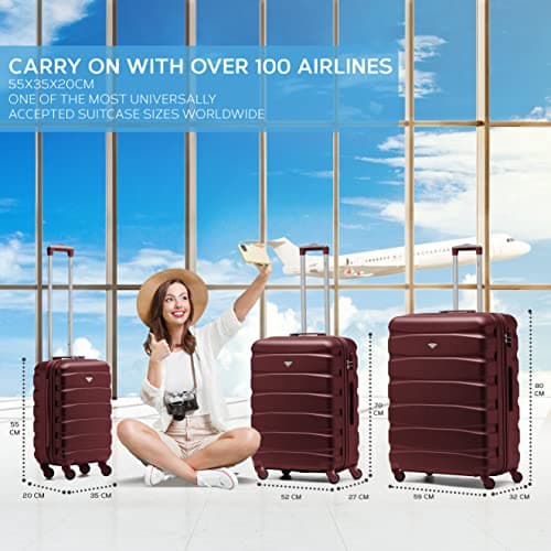 Flight Knight Set of 3 Lightweight 4 Wheel ABS Hard Case Suitcases Cabin & Hold Luggage Options Approved for Over 100 Airlines Including easyJet, British Airways, Ryanair, Jet2 & Many More — view 2